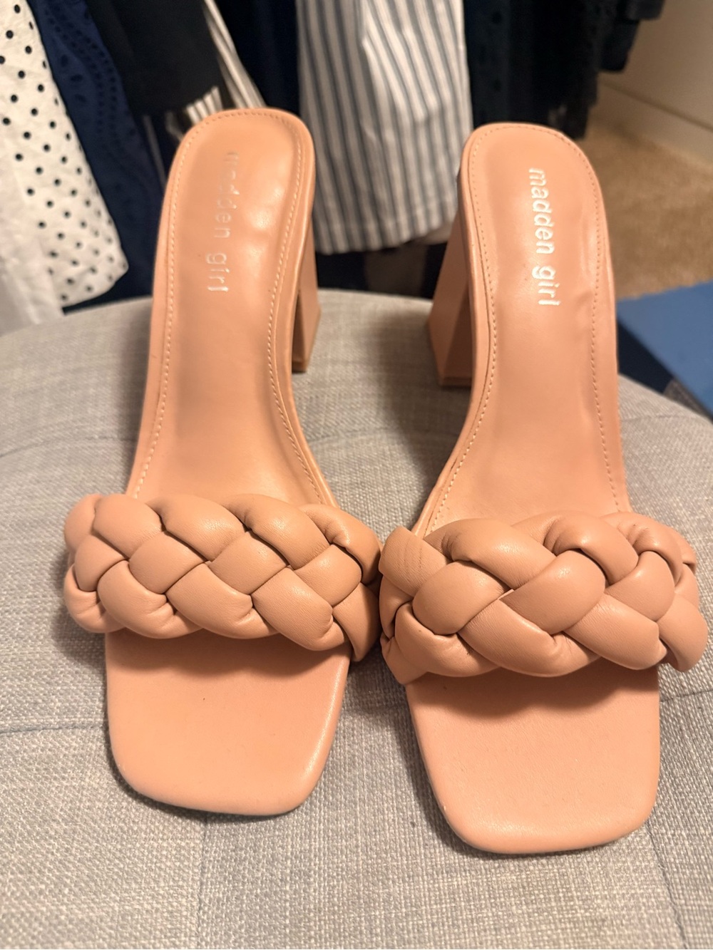 Madden Girl Blush Braided Square-Toe Mule